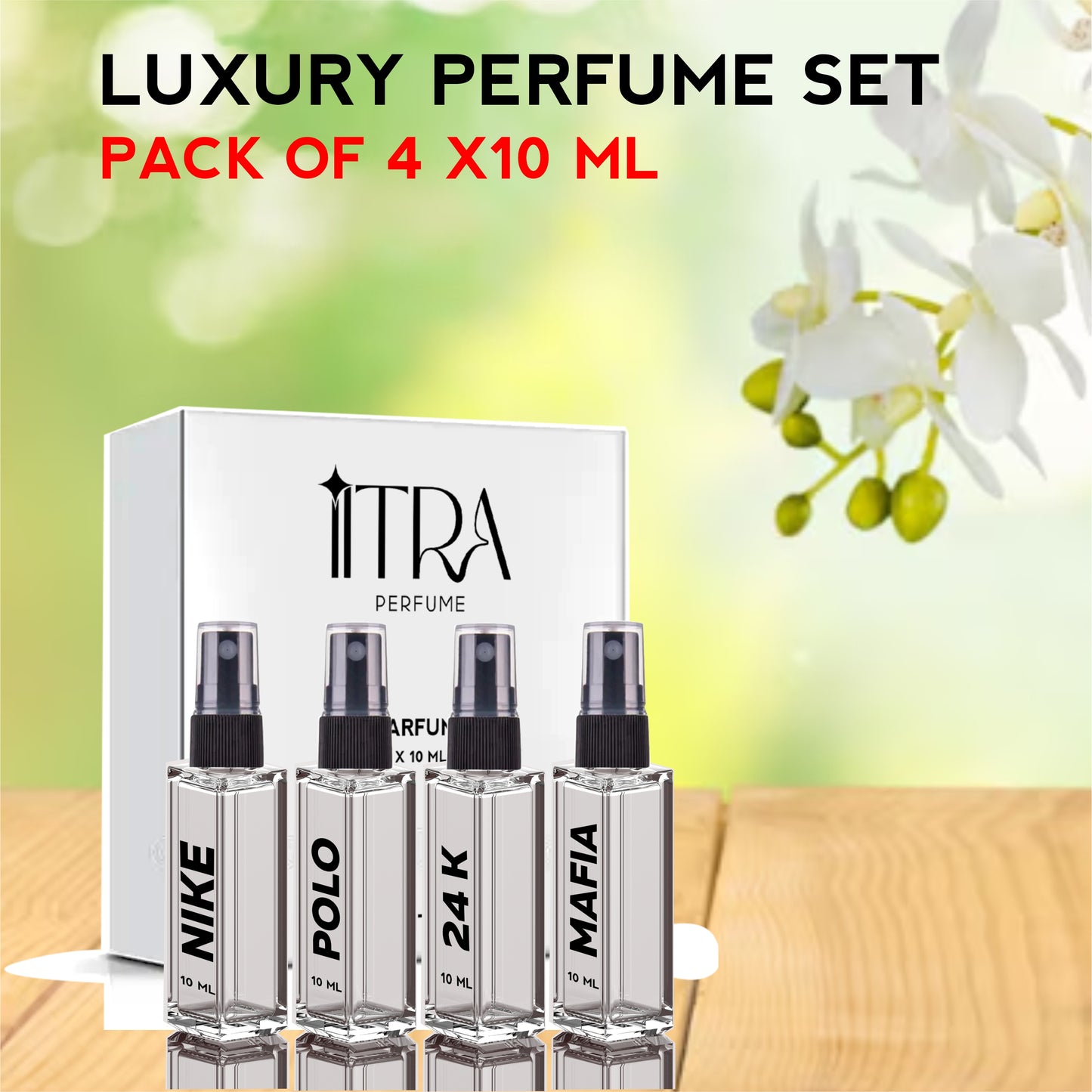 IITRA Premium perfume trial set pack of 4 x 10 ml